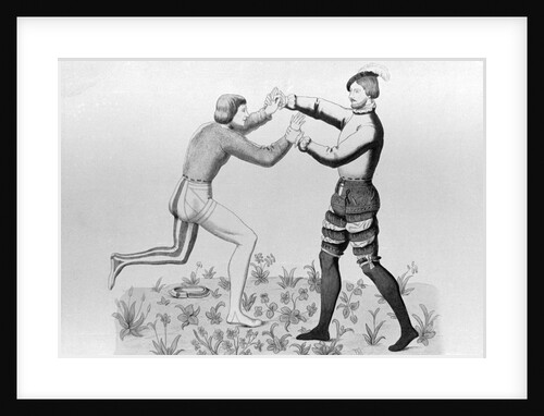 Medieval Wrestlers Wrestling by Anonymous