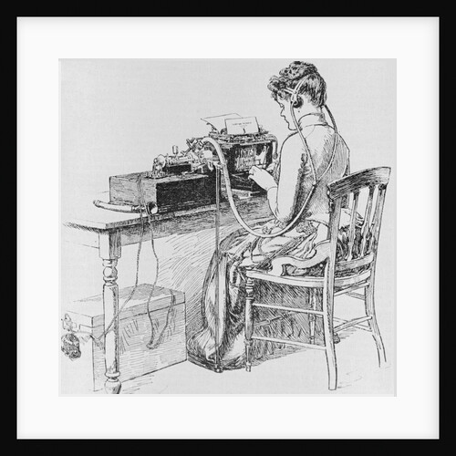 Print of Wireless Operator Typing a Telegram by Anonymous
