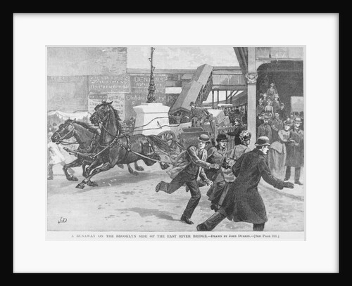 Citizens Escaping the Path of Runaway Horse Pulling Wagon by Anonymous