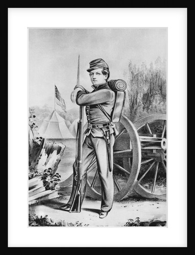 Sketching of Soldier Propped with Rifle by Anonymous
