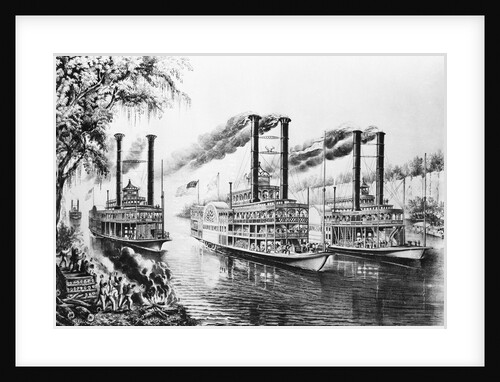Steamboats Docking on Shore by Anonymous