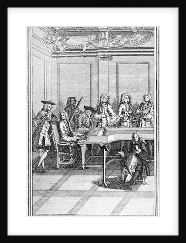 Engraving of a Traditional 18th-Century Chamber Orchestra by Anonymous
