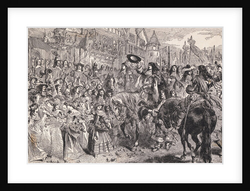 Charles II on Horseback Being Greeted by Citizens