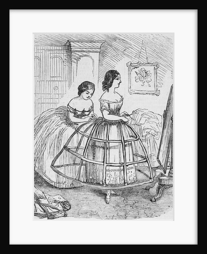 Woman Adjusting Hoop Skirt by Anonymous