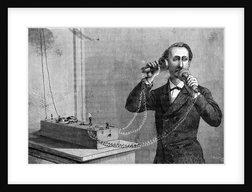 Alexander Graham Bell Using Telephone by Anonymous