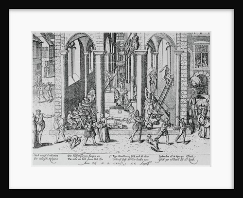 16th-Century Print of Iconoclasts Destroying a Church by Anonymous
