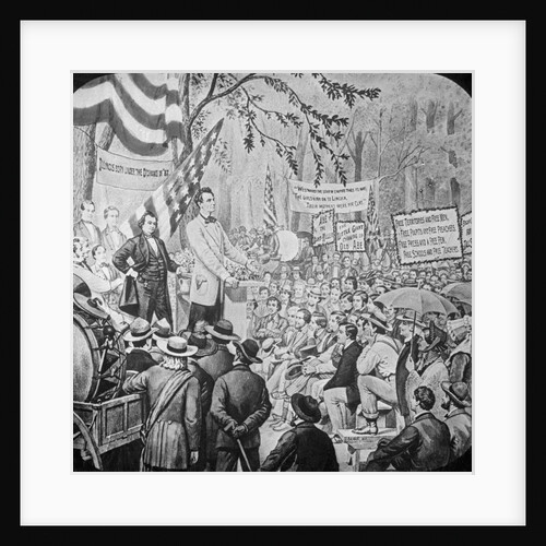 Old Lantern Slide of Abe Lincoln Speaking on Podium by Anonymous