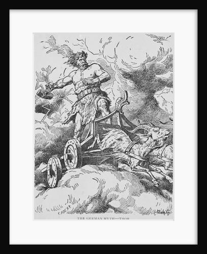 Thor Riding Chariot on Clouds by Anonymous