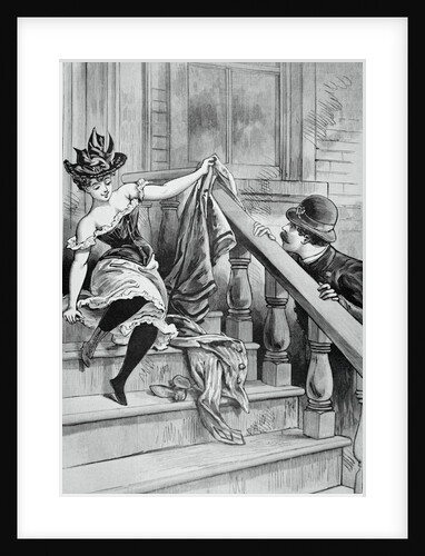Intoxicated Woman Running Down Stairs by Anonymous