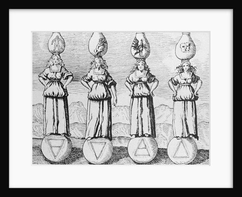 17th-Century Engraving of the Symbols of Four Elements by Anonymous
