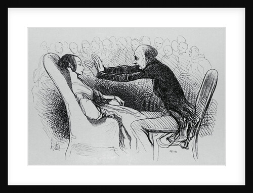Illustration of a Man Hypnotizing Patient by Honore Daumier