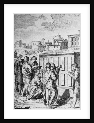 Engraving of Romans Looking at Law Tablets by Anonymous