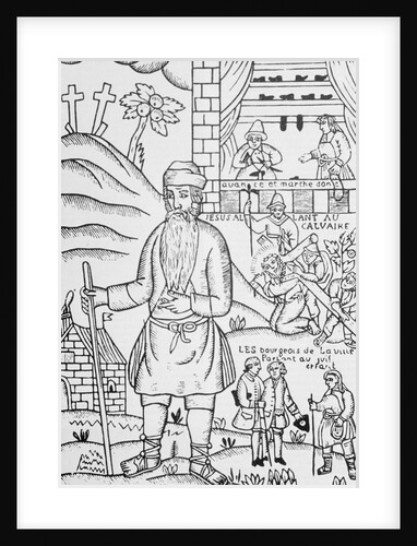 Jewish Man with Stafe near Hillside with Crosses by Anonymous