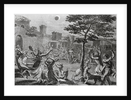 Engraving of Solar Eclipse in Peru by Bernard Picard