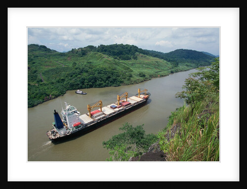 Cargo Ship and Small Boat in Culebra Cut by Anonymous