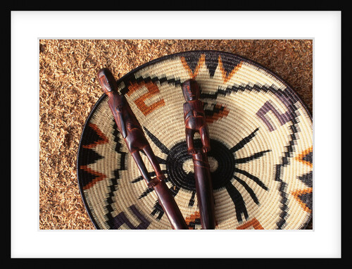 Embera Wood Carvings and Basket by Anonymous