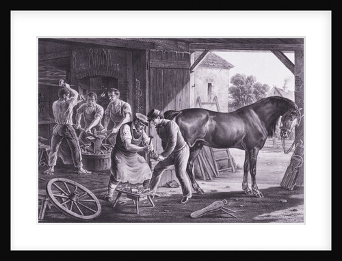 Workers in Interior of Blacksmith Shop by Anonymous