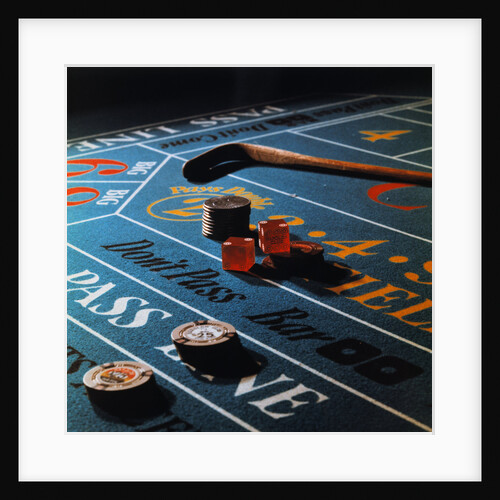 Dice and Chips on Craps Table by Anonymous