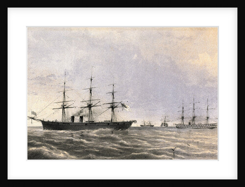 Ships Laying Cable in the Ocean by Anonymous