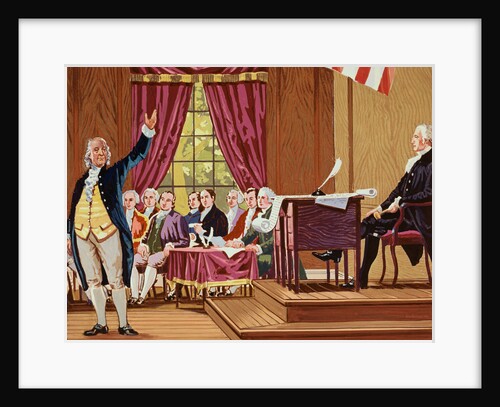Benjamin Franklin Gesturing and Speaking in Constitutional Convention by Anonymous