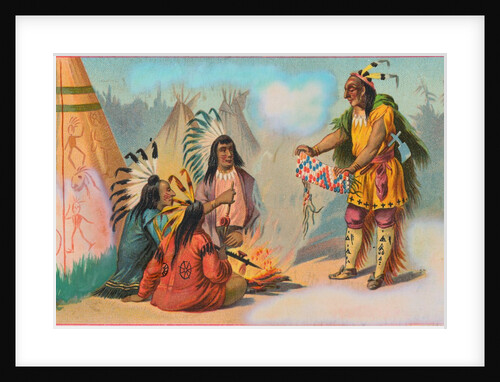 Native Indians Sitting Around Campfire by Anonymous