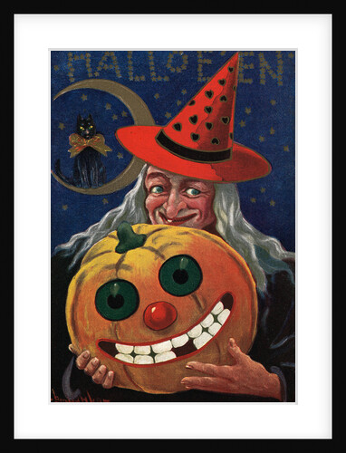 Witch Holding a Pumpkin by Anonymous