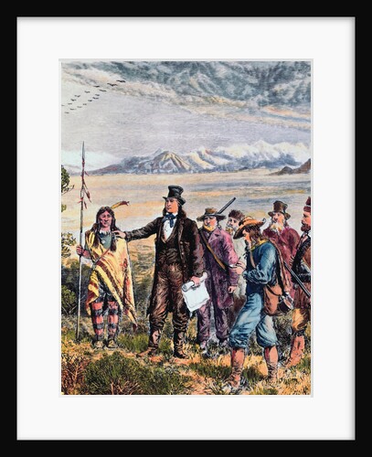 Engraving of Brigham Young Leading Expedition to Salt Lake, Utah by Anonymous