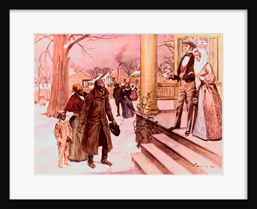 Black Family Standing at the Steps of White Plantation by Anonymous