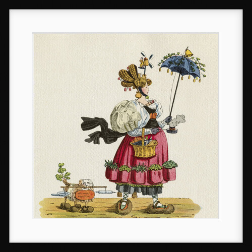 Woman and Dog Walking with Slippers and Medicine for Cholera by Anonymous