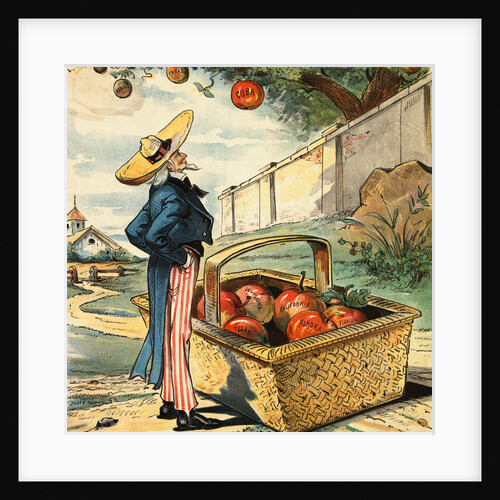 Uncle Sam Standing Beside Basket of Apples by Anonymous