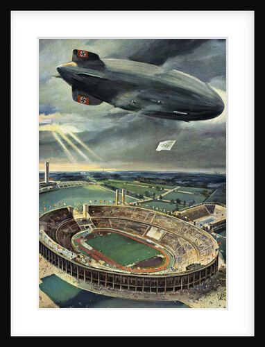 Hindenburg Flying over Stadium by Anonymous