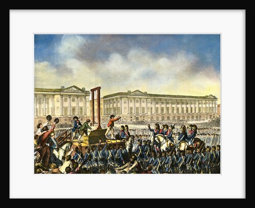 Illustration of Executioner Holding Head of Louis XVI as Crowd Looks by Anonymous