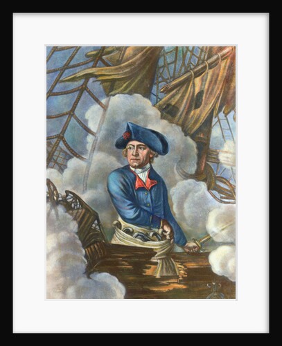 John Paul Jones with Sword in Hand on Ship Deck by Anonymous