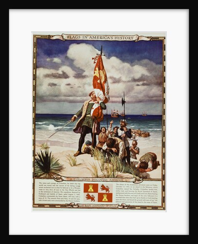 Illustration of Christopher Columbus and His Men Arriving on the Shores of America by Anonymous