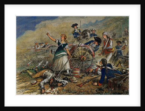 Color Engraving of Molly Pitcher at the Battle of Monmouth by Anonymous