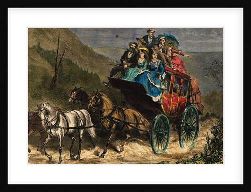 Stagecoach Travelers in Mountain Area by Anonymous