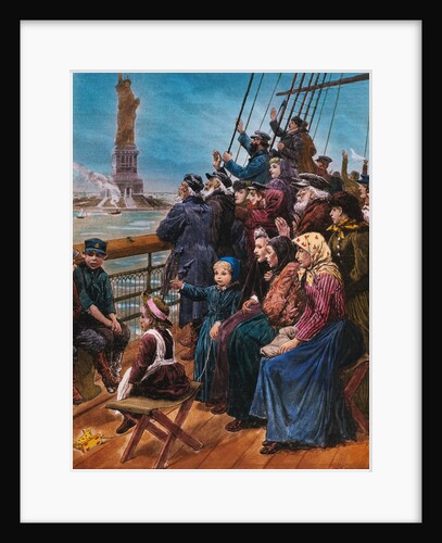 Jewish Immigrants on Ship near Statue of Liberty by Anonymous