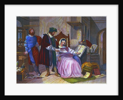 German Inventor Johann Gutenberg and Wife with Print Material by Anonymous