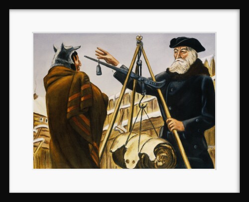 Merchant Weighing Native's Furs by Anonymous
