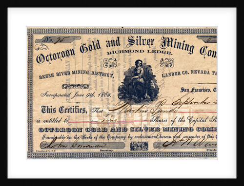 Octoroon Gold and Silver Mining Company Certificate by Anonymous