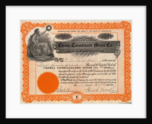 Chisna Consolidates Mines Company Certificate by Anonymous
