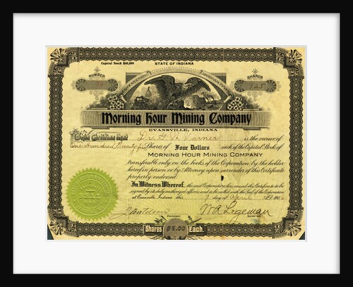Morning Hour Mining Company Certificate by Anonymous