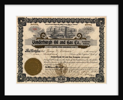 Vandeburgh Oil and Gas Company Certificate by Anonymous