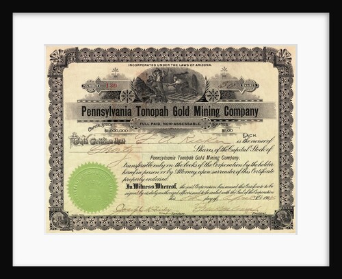 Depiction of Pennsylvania Mining Company Stock by Anonymous