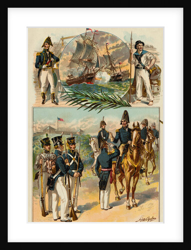 Illustration of Soldiers in Military Uniforms by H.A. Ogden