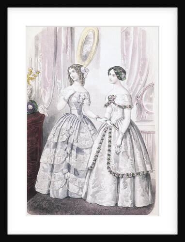 Illustration of Women Wearing Evening Dresses by Anonymous