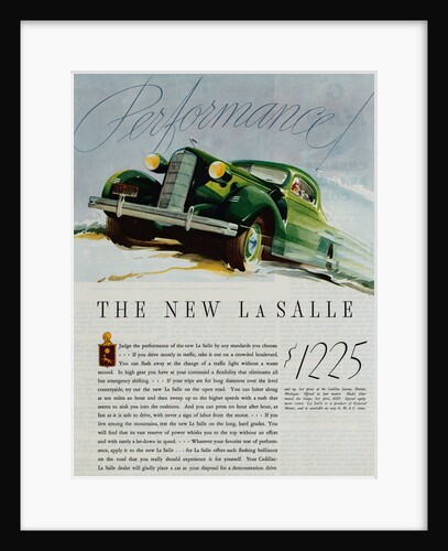 Advertisement for the New LaSalle Automobile by Anonymous