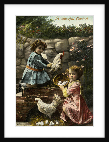 Children Collecting Eggs From Hens by Anonymous