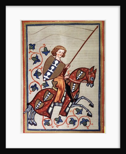 Medieval Painting of a Knight on Horseback by Anonymous