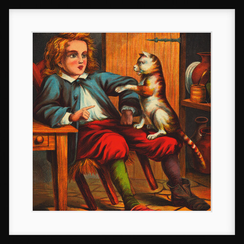 Puss and Boots Conversing with Young Boy by Anonymous